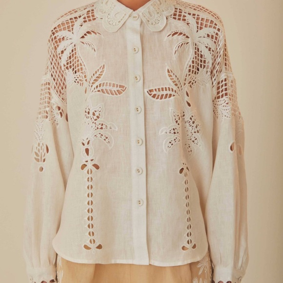 SEEKING - Farm Rio Palms Richelieu top - Picture 2 of 3